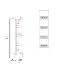 Quinby Linen Cabinet with 1 Door and 4 Shelves, Matt Gray