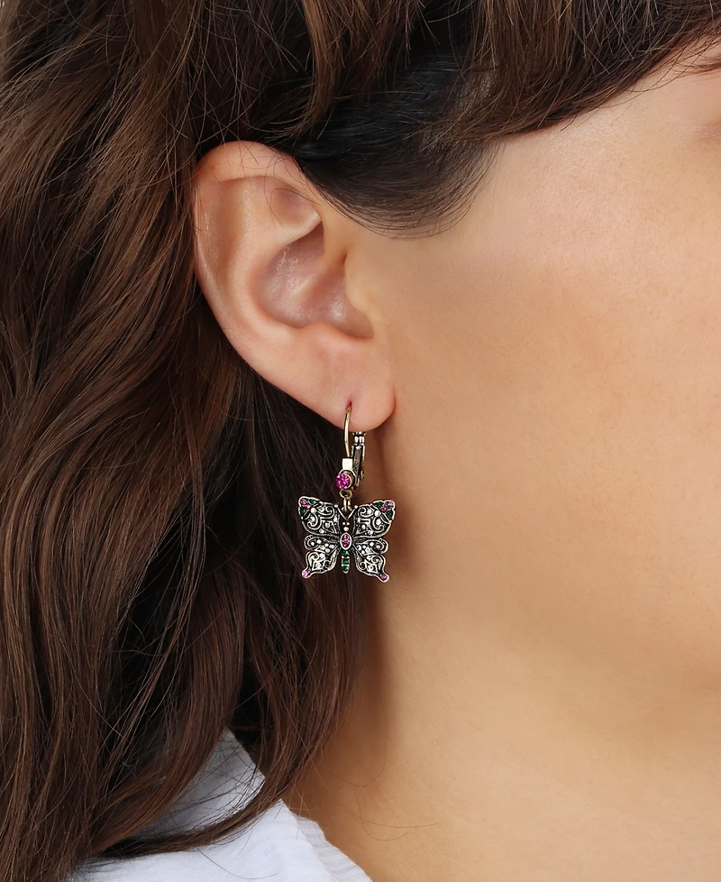 2028 Crystal Butterfly Drop Earrings