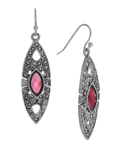 2028 Epoxy Faux Marcasite Stone Drop Earrings