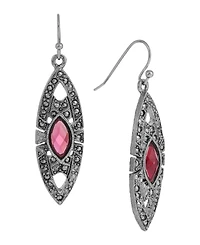 2028 Epoxy Faux Marcasite Stone Drop Earrings