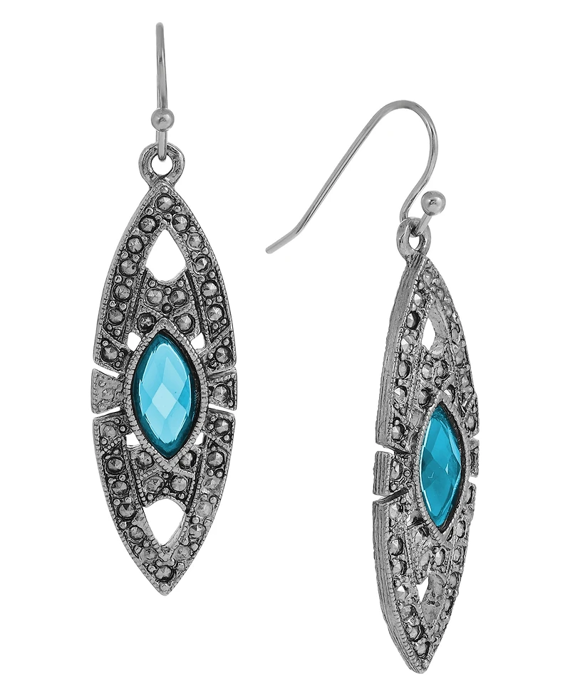 2028 Epoxy Faux Marcasite Stone Drop Earrings