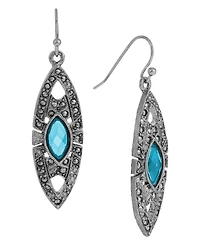 2028 Epoxy Faux Marcasite Stone Drop Earrings