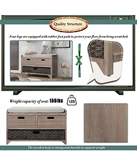 Slickblue Storage Bench with Removable Basket & 2 Drawers Versatile Organization Solution for Any Space