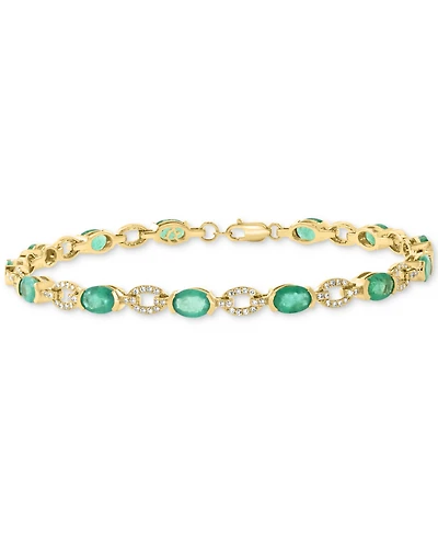 Effy Emerald (5-1/2 ct. t.w.) & Diamond (1/2 ct. t.w.) Line Bracelet in 14k Yellow Gold