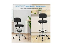 Skonyon Swivel Drafting Chair with Retractable Mid Back and Adjustable Foot Ring