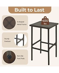 Skonyon Patio Wicker Bar Stools Set of 2 with Seat Cushions and Footrest