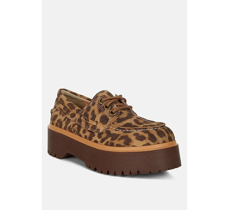 Onglur Leopard Print Suede Oxford Loafers