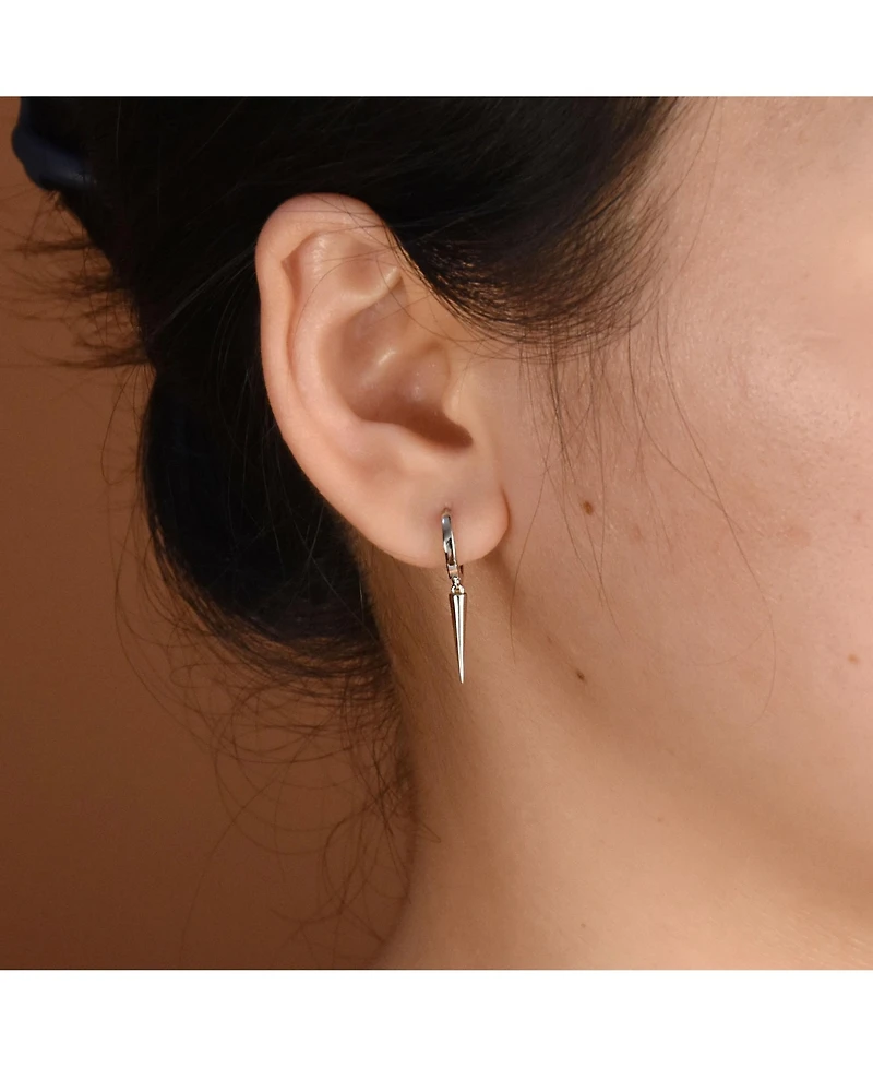 Bling Jewelry Punk Rocker Goth Biker Jewelry Arrow Charm Huggie Dangling Dagger Spike Mini Hoop Earrings 14K Yellow Gold Plated .925 Sterling Silver