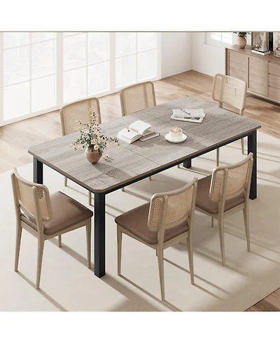 Industrial Dining Table for 68 People, 78.7" Long Kitchen Table, Wood Dining Table, Kitchen & Dining Room Table