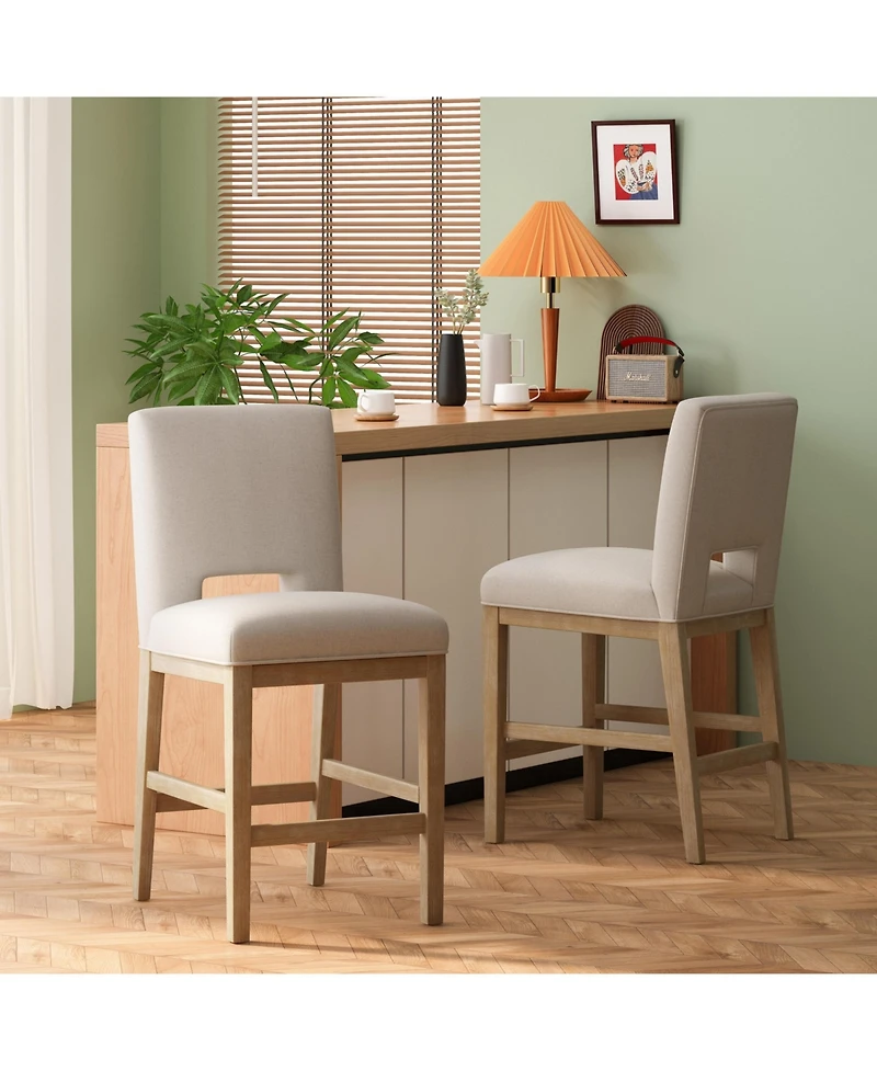 Streamdale 27 Inch Counter Stools, Set Of 2,Fabric