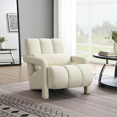 Streamdale Modern Linen Accent Chair with Pillow for Comfort