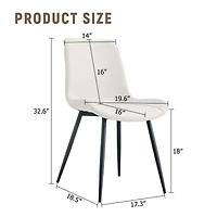 White artificial leather backrest cushion dining chair, black metal legs, curved widened cushion design for more comfort, suitable for restaurants, ki