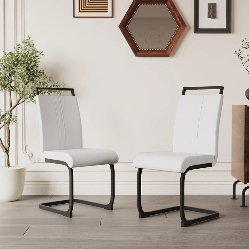 Streamdale Modern Faux Leather Dining Chairs (Set of 2)