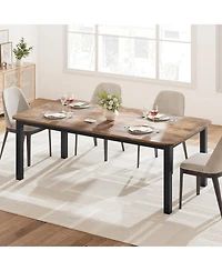 Industrial Dining Table for 68 People, 78.7" Long Kitchen Table, Wood Dining Table