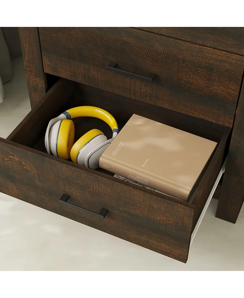 Homsee Brown Wood Accent Storage Dresser Organizer With 5 Drawers