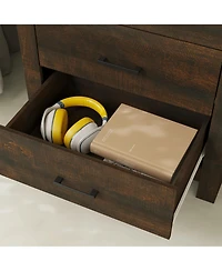 Homsee Brown Wood Accent Storage Dresser Organizer With 5 Drawers