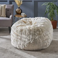 Streamdale Amori Modern 3 Foot Faux Fur Bean Bag White Color