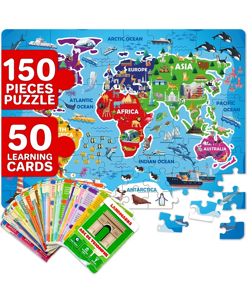 Quokka 150 Pcs Jigsaw Puzzles for Kids Ages 8-10 - 400+ Facts on 50 Flashcards