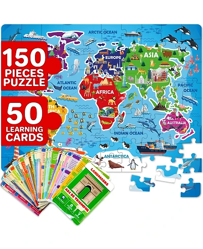Quokka 150 Pcs Jigsaw Puzzles for Kids Ages 8-10 - 400+ Facts on 50 Flashcards