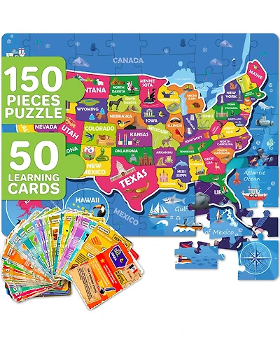 Quokka 150 Pcs Jigsaw Puzzles for Kids Ages 8-10 - 400+ Facts on 50 Flashcards