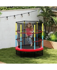 Gymax 55'' Kids Trampoline Recreational Bounce Jumper W/Safety Enclosure Net Heavy-duty