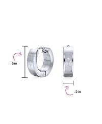 Bling Jewelry Laser Fleur de Lis Cross Hoop Earrings Silver Tone Stainless Steel