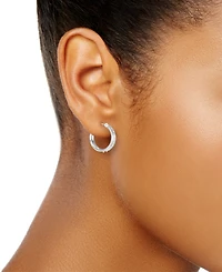Macy's Diamond Accent Fascination Hoop Earrings in 10k White Gold (5/8")