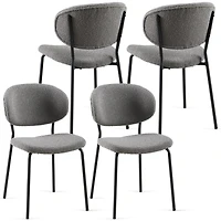 Streamdale Boucle Fabric Dining Chairs (4), Black Metal Legs