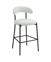 Streamdale Furniture 26" Counter height bar stools Teddy fabric cover kitchen island counter bar stool with black powder coating base and footrest(Sno