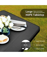 Sugift Outdoor Picnic Table Bench Set with Metal Base