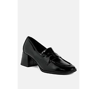 Umdoni Penny Strap Block Heel Loafers