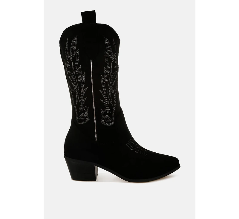 Mae Embroidery Detail Cowboy Boots