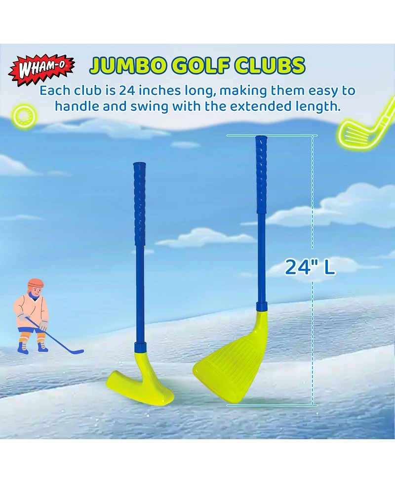 Glow In The Dark Jumbo Snow Golf Kit, Outdoor Snow Golf Game Set for Fun Winter Activity