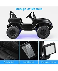 Hongge 12V Kids Ride-On Jeep with Remote Control, Music Player, and Safety Belt