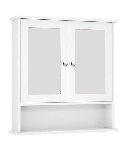 Sugift Bathroom Wall Mount Mirror Cabinet Organizer-White