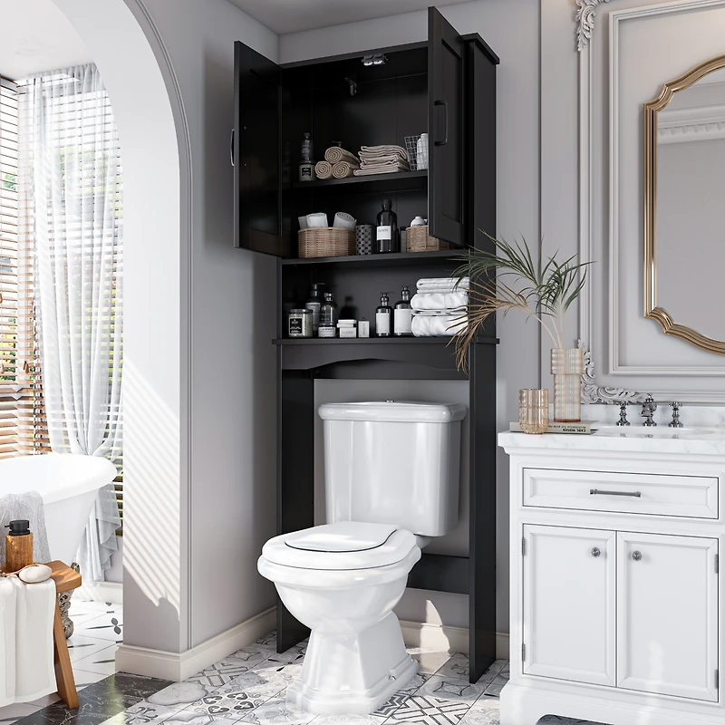 23.62 in. W x 65.39 H 8.27 D Over The Toilet Storage with Adjustable Shelves for Bathroom and Laundry