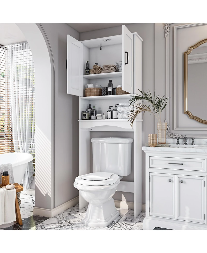 23.62 in. W x 65.39 in. H x 8.27 in. D Over The Toilet Storage with Adjustable Shelves for Bathroom and Laundry