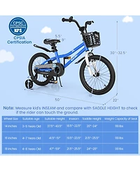 Sugift 18 Feet Kids Bike with Removable Training Wheels-Navy