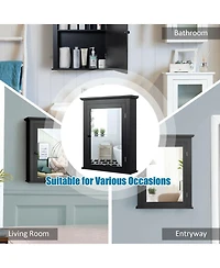 Sugift Wall Mounted Bathroom Mirror Cabinet with 5-level Height-adjustable Shelf-Black