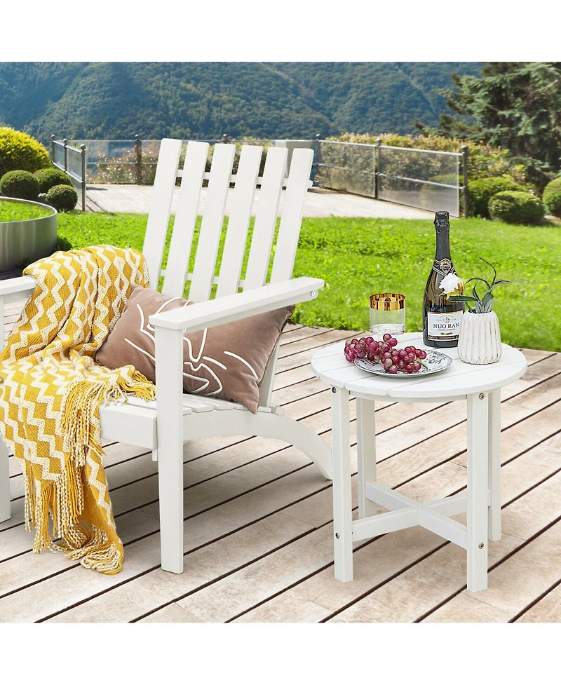 Sugift 18 Inch Round Weather-Resistant Adirondack Side Table-White