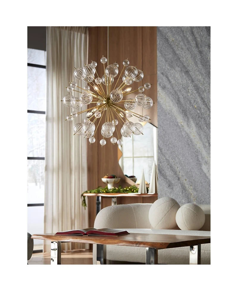 Possini Euro Design Dandelion 30" Modern Pendant Chandelier Ceiling Light Fixture Dining Room Over Table Sputnik 8-Light Satin Gold Finish