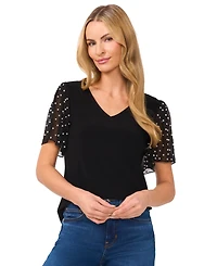 CeCe Women's Flutter V-Neck Top