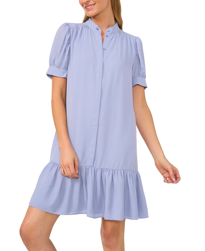 CeCe Women's Open Collar Hidden Placket Dress