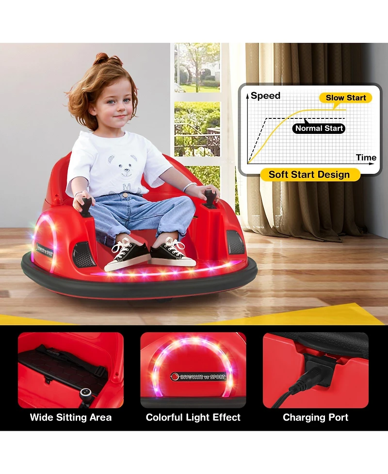 Hongge 12V 360° Ride on Bumper Car for Toddlers with Remote Control