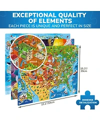 Quokka 3 Pack Puzzles for Kids Ages 8-10 and Adults - World, Usa Map & Space