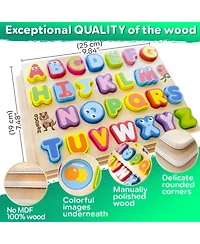 Quokka 3xSET Chunky Wooden Puzzles for Toddlers 1-3 - Numbers Alphabet Shapes