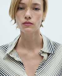 Mango Women's Flared Sleeves Striped Shirt