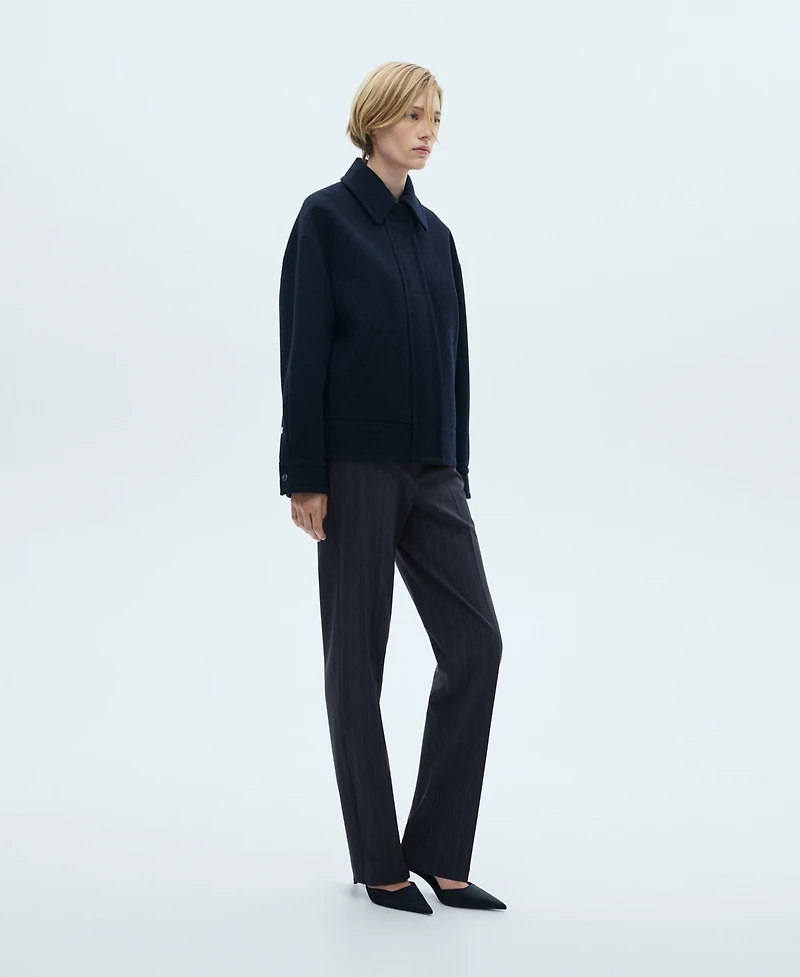 Mango Women's Chalk-Stripe Straight Trousers