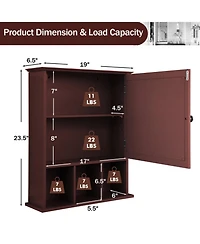 Sugift Wall Mounted and Mirrored Bathroom Cabinet-Brown