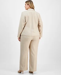 Le Suit Plus Size Shawl-Collar Pant Suit Set